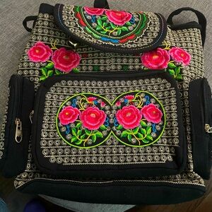 Gorgeous floral backpack boho style rose pattern